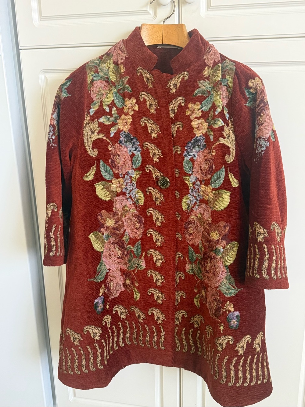 Soft Surroundings Embroidered Floral Coat - Picture 9 of 15